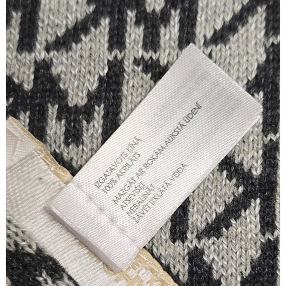 Michael Kors Knit Scarf Black & White MK Logo Lightweight Winter warm - Picture 3 of 6